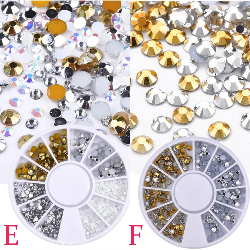 AB Стразы для дизайна ногтей цвета шампанского радужные бриллиантовые Круглые