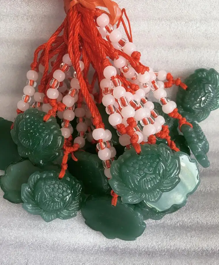 Яркие ручной работы цветок лотоса натуральный чистый белый нефрит жадеит кулон