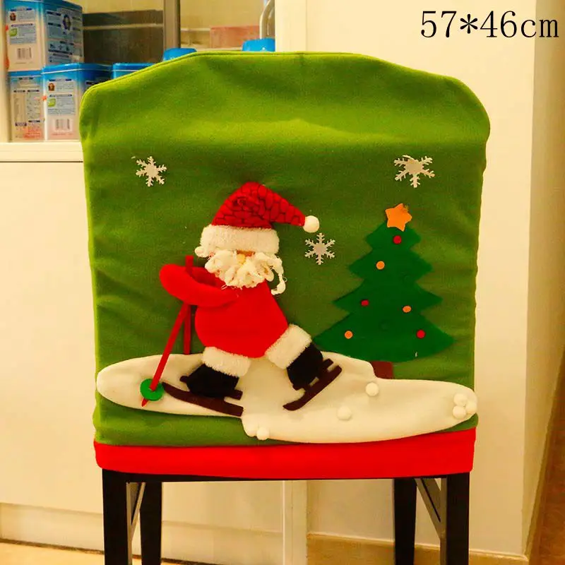 57x46cm Рождественский чехол на стул для столовой, съемный, моющийся, растягивающийся чехол на сиденье, вечерние принадлежности, рождественские украшения для дома Navidad - Цвет: 57x46cm
