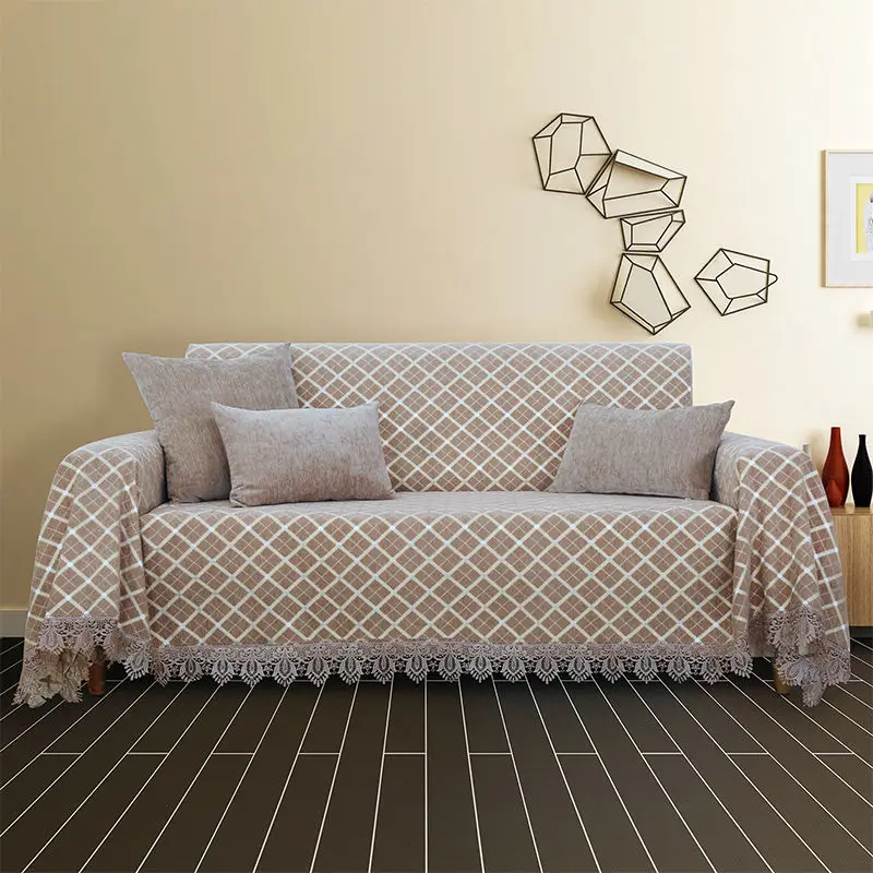 Моющееся покрывало для защиты мебели с бахромой легкий сетчатый чехол дивана