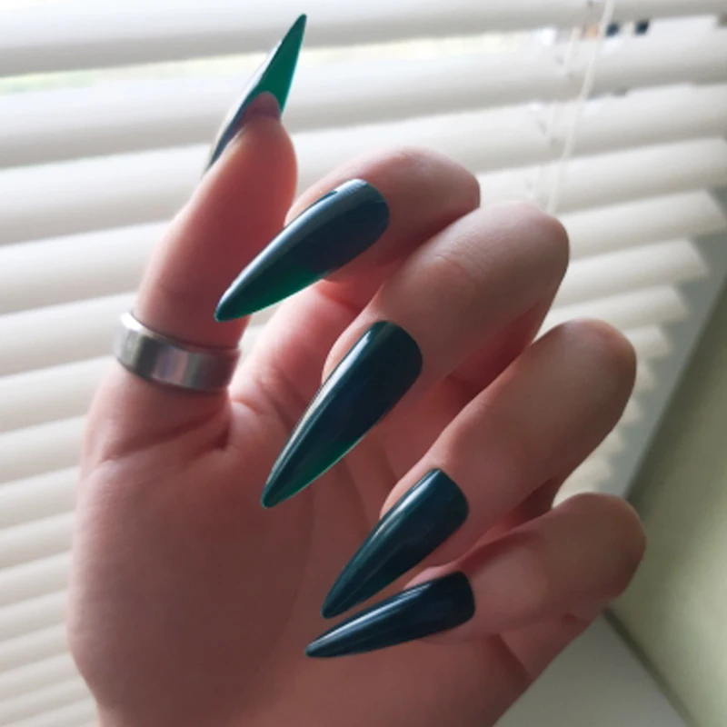 

100pcs Colorful Fake Nails Press on Long Stiletto White Pink Nails Art Tips Acrylic Artificial Full Cover False Nail Manicure