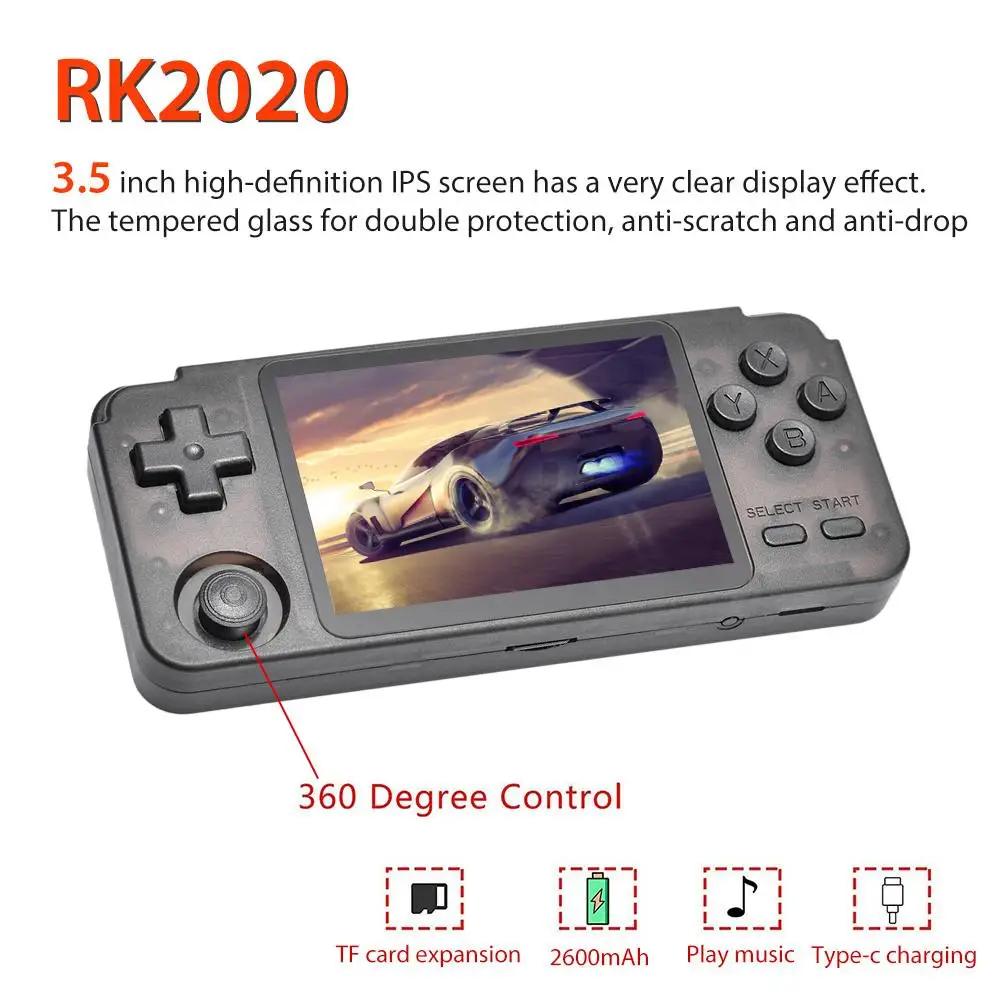 Игровая консоль RK2020 в стиле ретро 3 5 дюйма IPS экран PS1 N64 ручной эмулятор аркадных