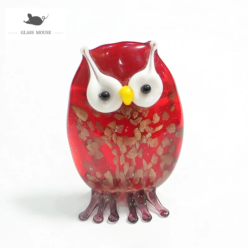 

Miniature Handmade Gold Foil Craft Glass Owl Figurine Creative Cute Vivid Cartoon Animal Ornaments Holiday Christmas Decor Gifts