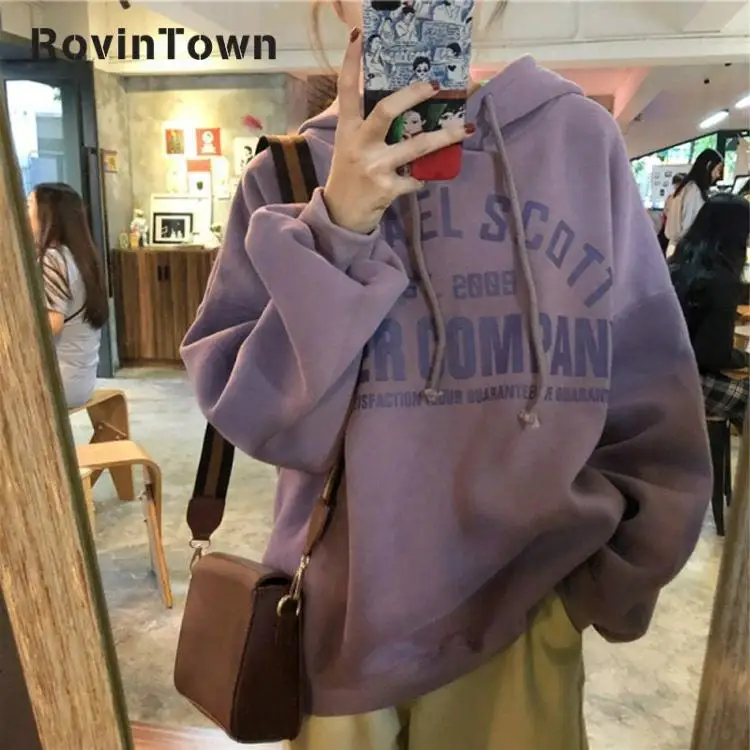 Толстовка с капюшоном и длинным рукавом в стиле оверсайз|Женские толстовки