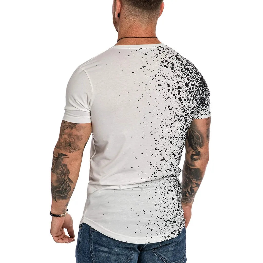 

Snowflake Printed T Shirts For Men Casual Short Sleeve O-neck Top T-shirt Camisetas De Hombre Loose Plus Size Men Tshirt