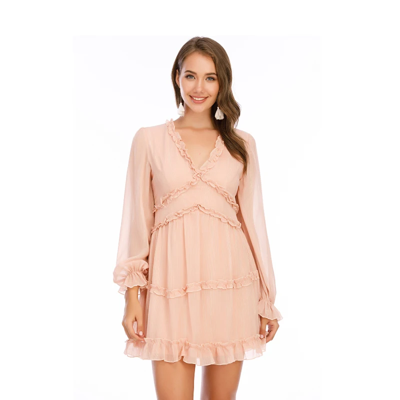 Модное платье европейское летнее складное кружевное сексуальное шифоновое 2680 |