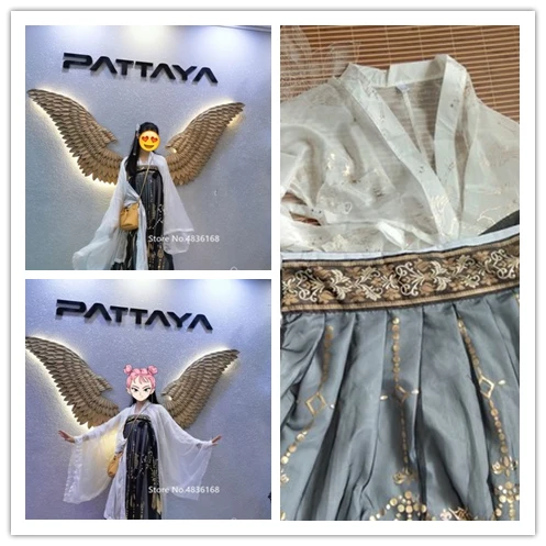 Hanfu Традиционный китайский национальный костюм феи Тан костюм народное Платье женское народное платье с вышивкой древняя Новогодняя одежда танцевальный Халат