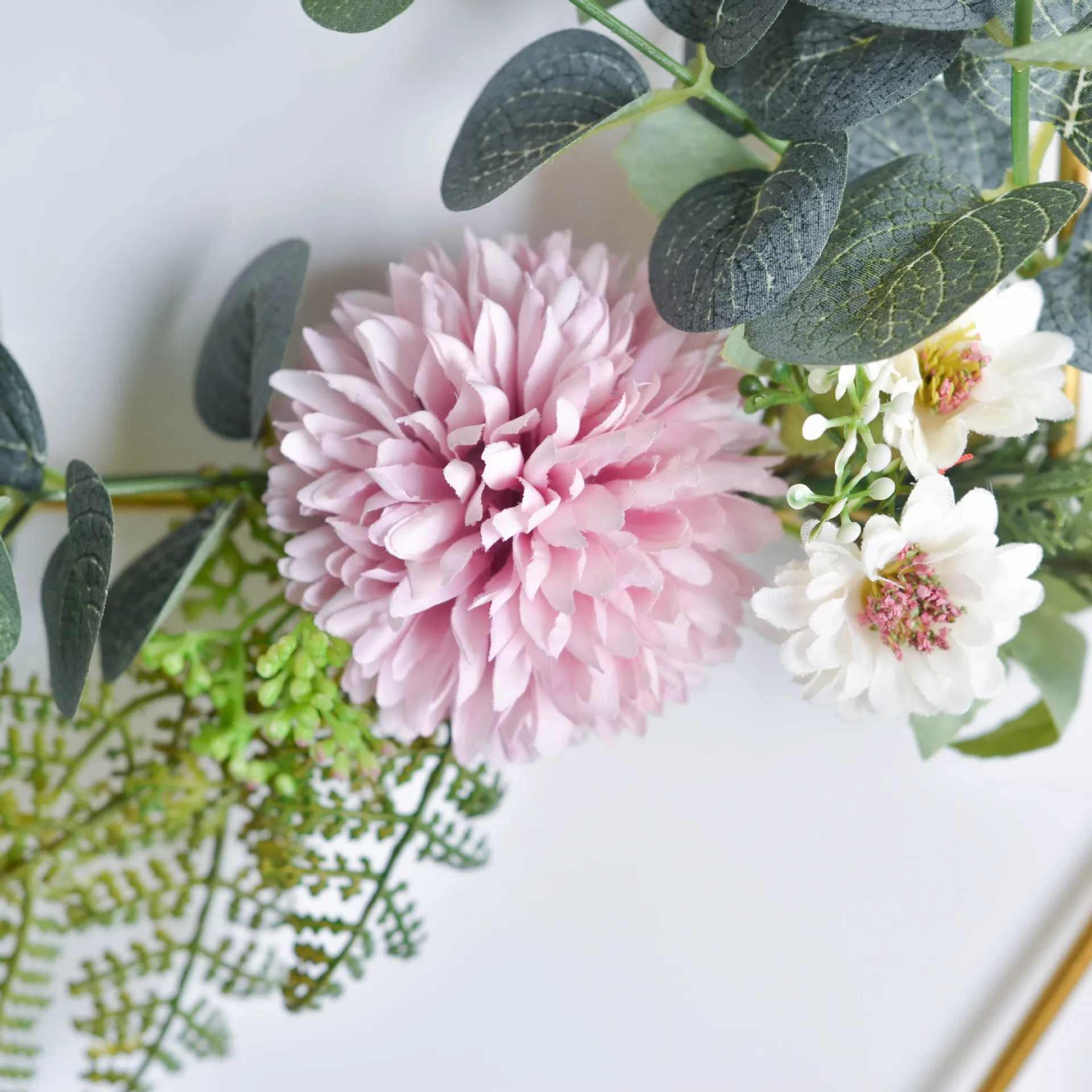 Металлический Цветочный венок искусственный гортензии с зелеными листьями