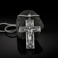 christian jesus cross pendant necklace men religion jewelry on the neck catholic vintage chain necklace man tag accessories
