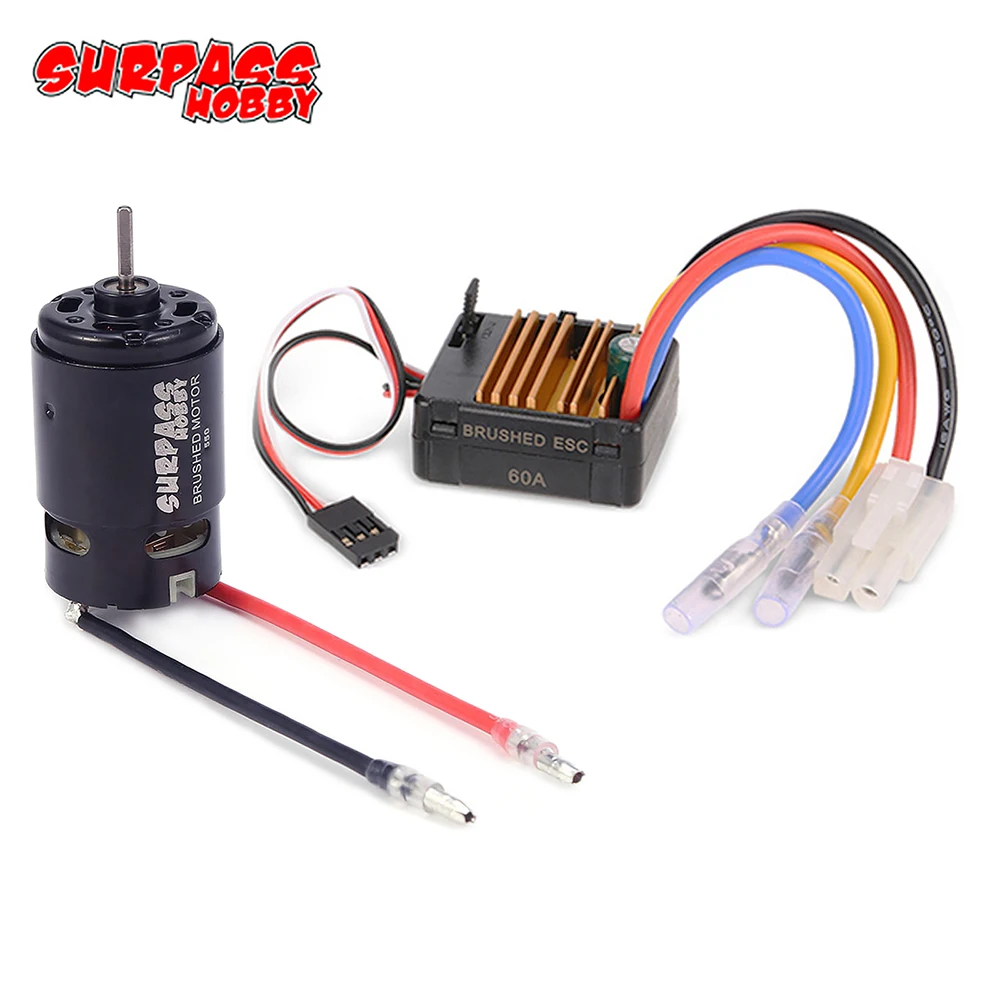 

SURPASS HOBBY 550 Brushed Motor 12T 21T 27T 35T with 60A ESC 5V/2A BEC for 1/10 Off-road HSP HPI Kyosho TRAXXAS RC Car Crawler