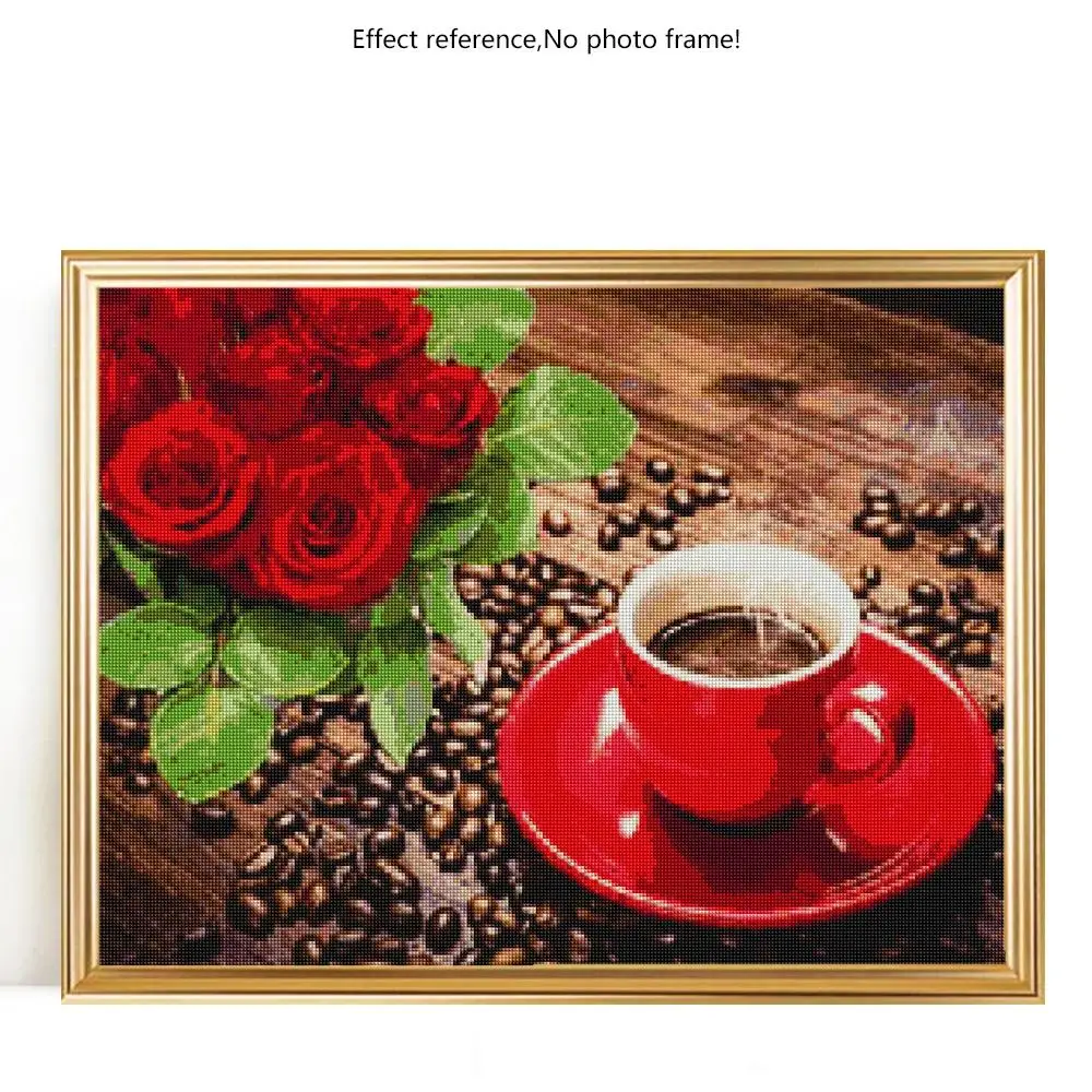 

Diamond Painting Coffee Cup Full Square Cross Stitch Kits Diamond Embroidery Flowers Picture Rhinestones Home Decor