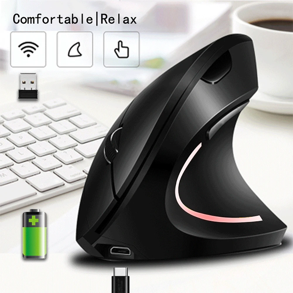 

rgonomic Wireless Gaming Mouse Vertical Right Hand 800 1200 1600 Dpi USB Light Pulse Healthy Mouse PC Computer Mouse
