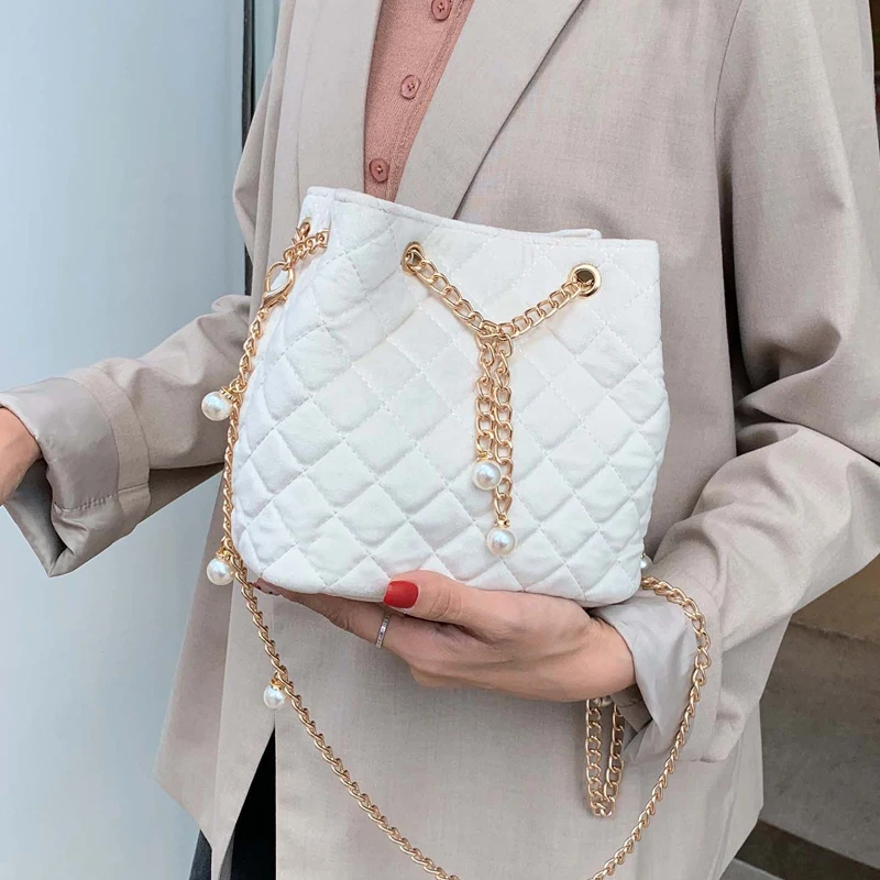 Женская клетчатая сумка мешок 2019 модная новинка высокое качество бархатная