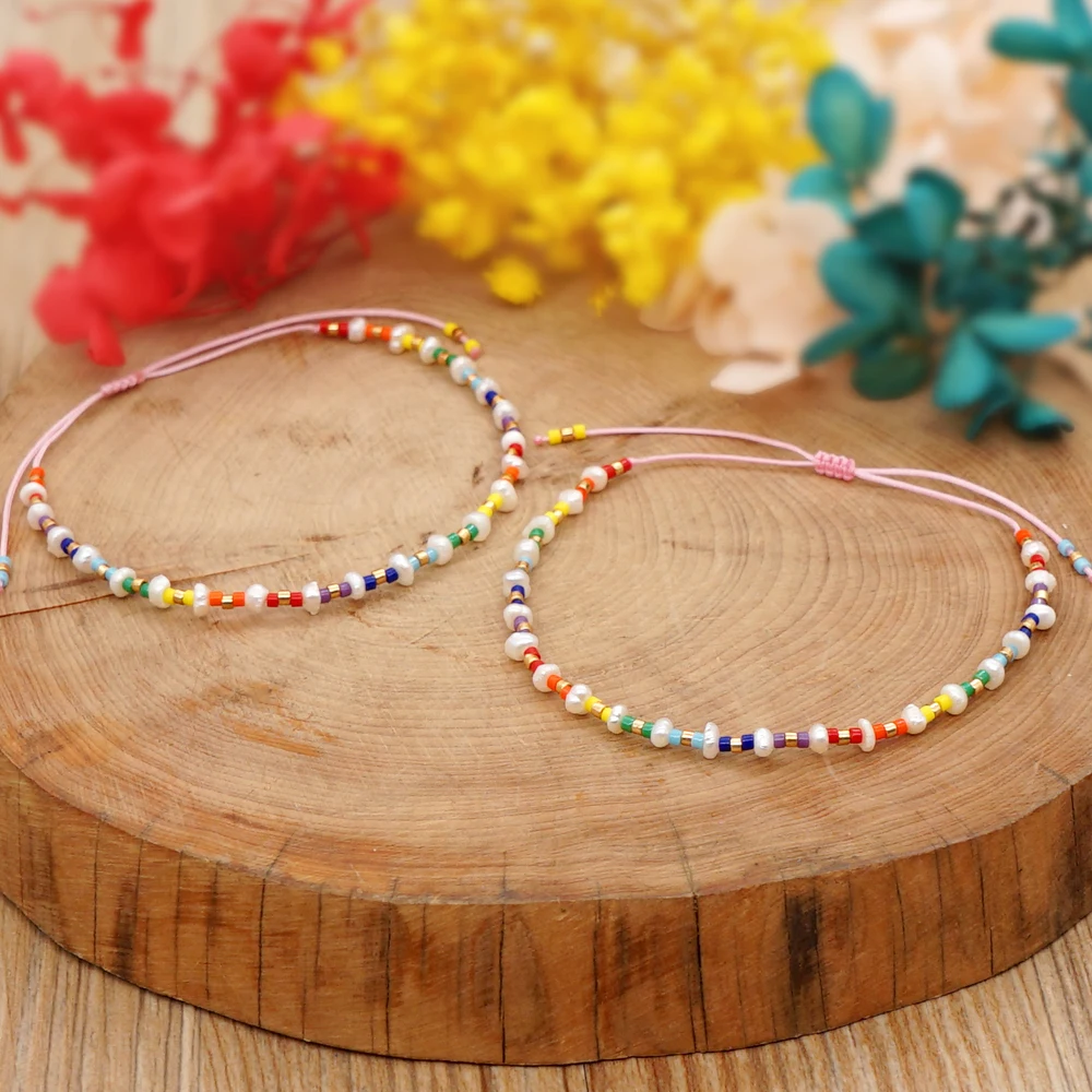Go2boho Miyuki Bracelet For Women Freshwater Pearl Bracelets Girl Bohemian Summer Rainbow Handmade Jewelry Adjustable Jewellery | Украшения