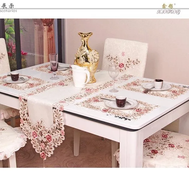 Wedding Embroidered Tablecloth Party &amp Banquet Round or Rectangle Dinning Table Cloth Coffee Cover Rose Runner | Дом и сад