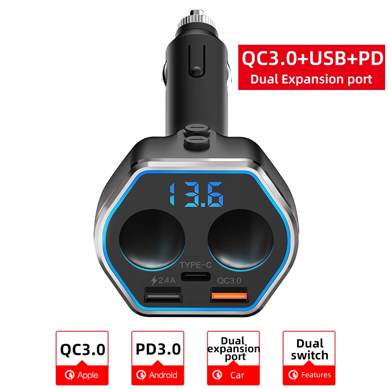 Фото CDEN Быстрая зарядка 3 0 USB Автомобильное зарядное устройство для iPhone QC3.0 QC Type C PD