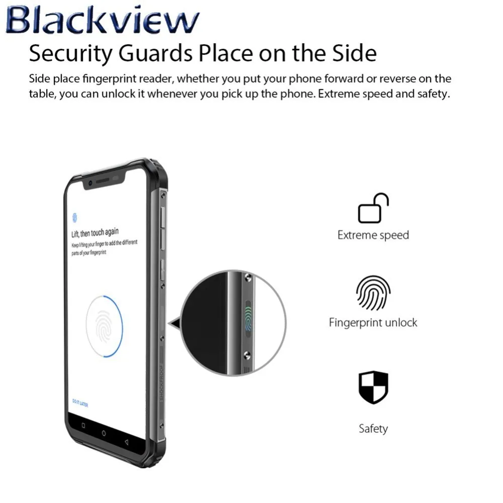 Blackview BV9600 Pro CellPhone 6.21&quot 19:9 FHD Rugged IP68 Waterproof Helio P60 MT6771 Android 8.1 6GB+128GB AMOLED 5580mAh NFC |