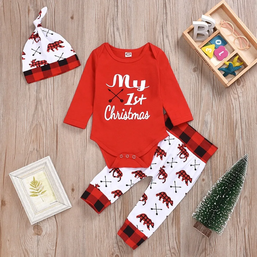 Рождественский комплект для малышей популярная детская одежда шапка мальчиков и