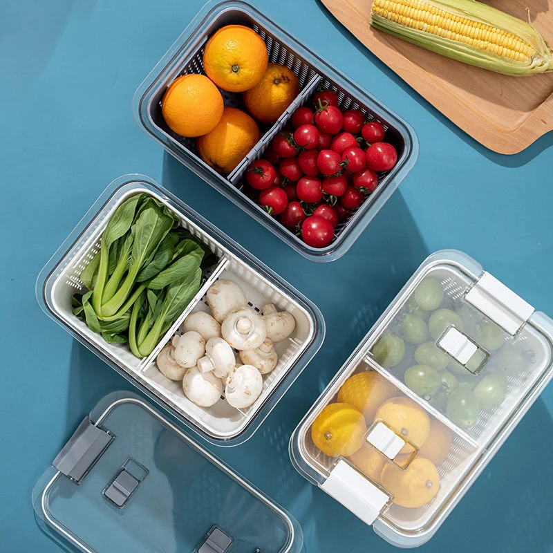 

Kitchen Storage Boxes Fresh Produce Storage Containers Fridge Drip Basket Produce Saver Refrigerator Vegetable Storage Basket