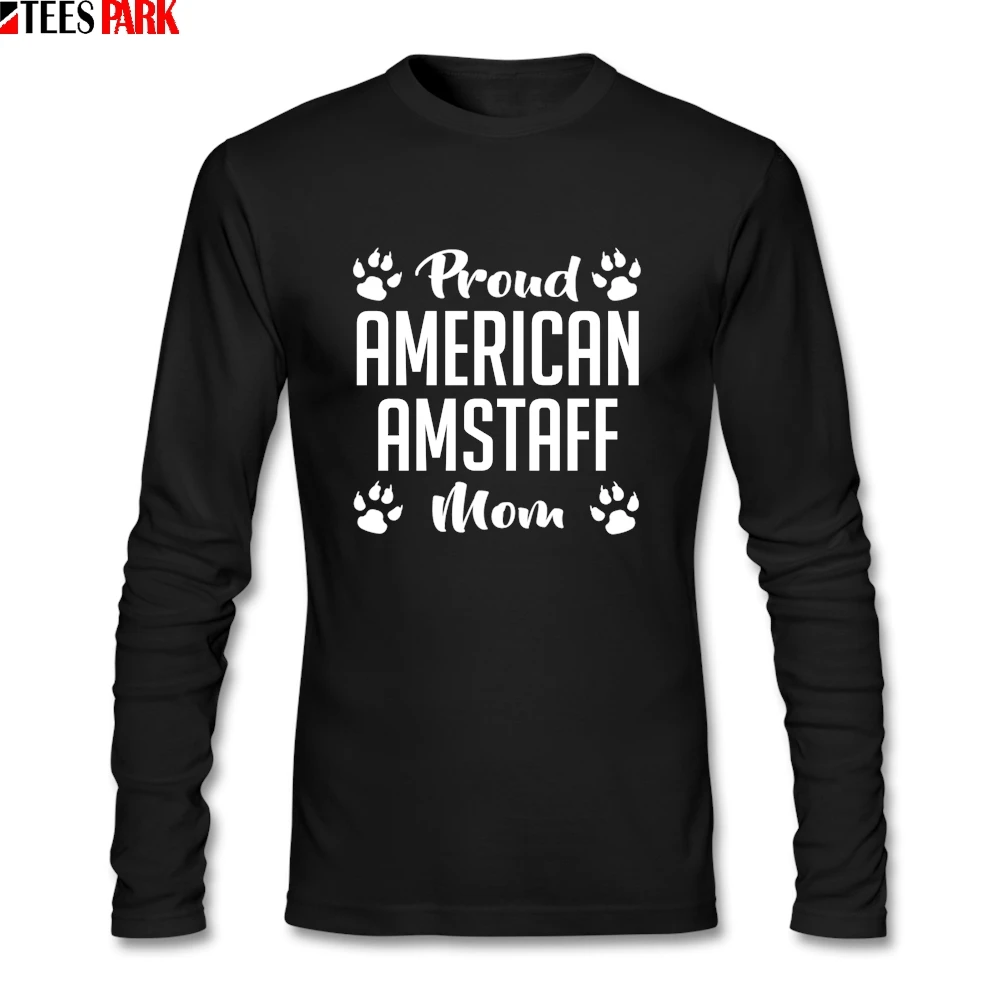 Мужская с круглым вырезом гордимся американским Amstaff футболки для мам Веселая
