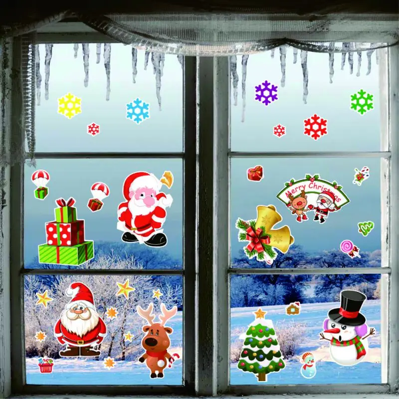 Горячие настенные наклейки рождественские ПВХ обои Снеговик холодильник