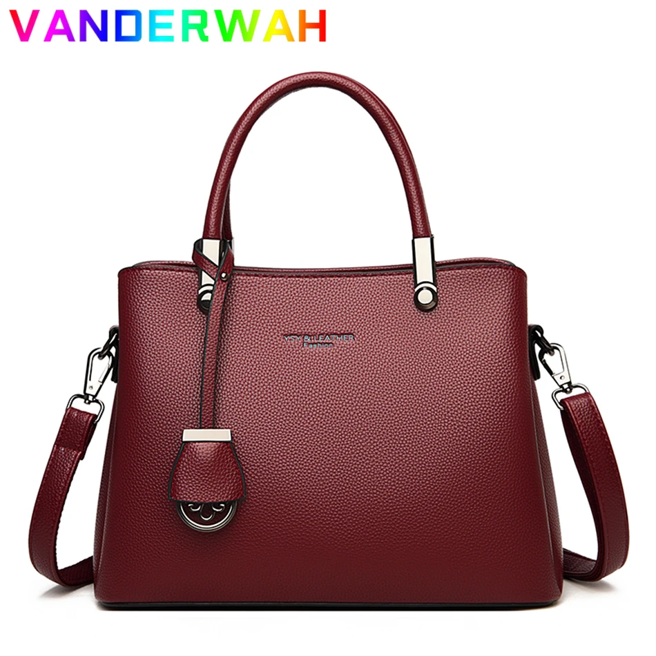 

Новые высококачественные кожаные сумки с ручками, модные сумки на плечо для женщин 2021, кошельки и сумочки, роскошная дизайнерская сумка чер...