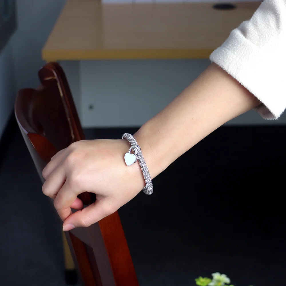Новый женский браслет из серебра 925 стерлингового замок чистого ювелирные