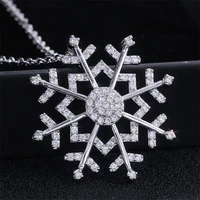 popular gift for women necklace pendant snowflake wedding fashion white zircon necklace