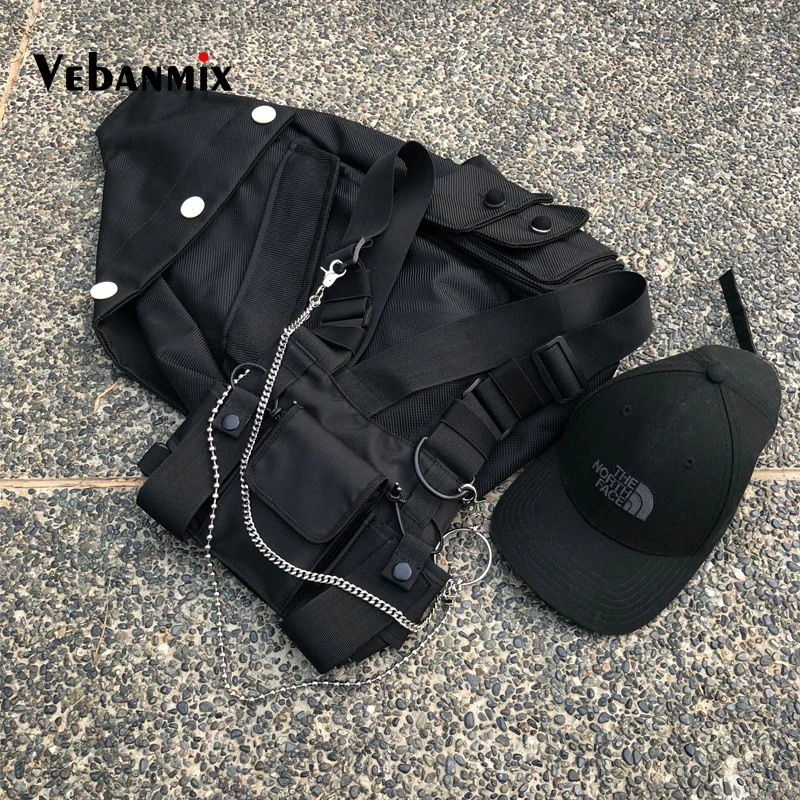 Fashion Nylon Chest Rig Bag Black Vest Hip Hop Streetwear Tactical Harness Kanye West Chest Bag image 2