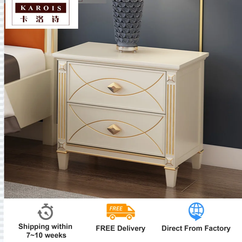 

8906 American Light Luxury Solid Wood Bedside Table European Simple Bedroom Furniture Storage Cabinet Small Storage Cabinet