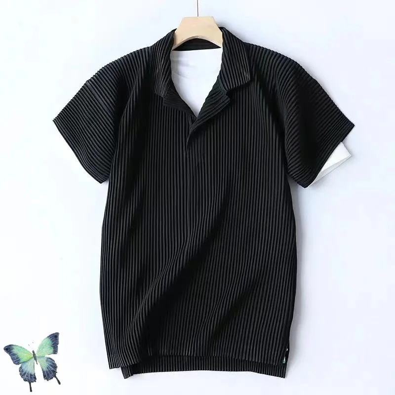 

Pleated HOMME PLISSE T-shirt Men's Women's Folds HOMME PLISSE V Neck T Shirt