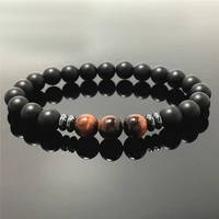 gemstone bracelet matte onyx beaded natural stone healing energy bracelet for women adjustable elastic bracelet for men