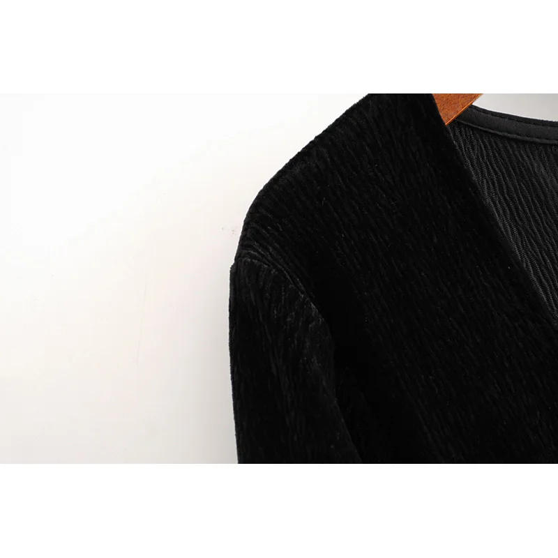 Za 2020 модное женское платье миди черный квадратный воротник корейский бархат