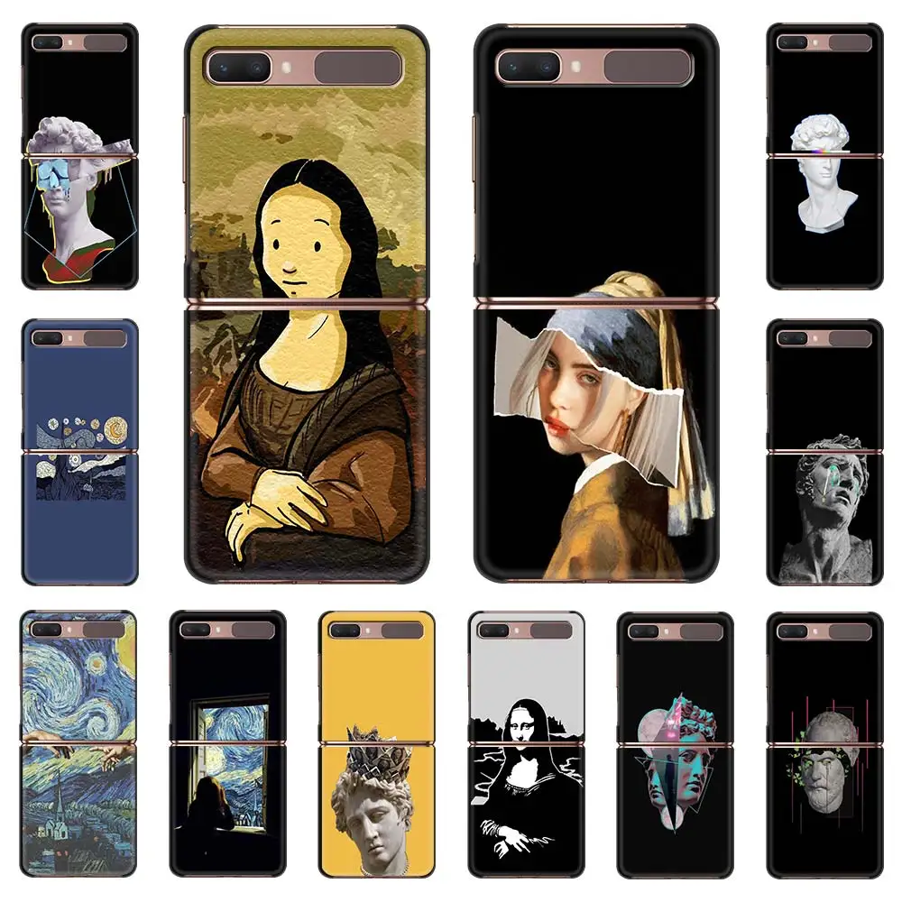 

Phone Case For Samsung Galaxy Z Flip Fold Hard PC Cover For Galaxy ZFlip 5G Mobile Bag Shell Mona Lisa David Statue Abstract Art