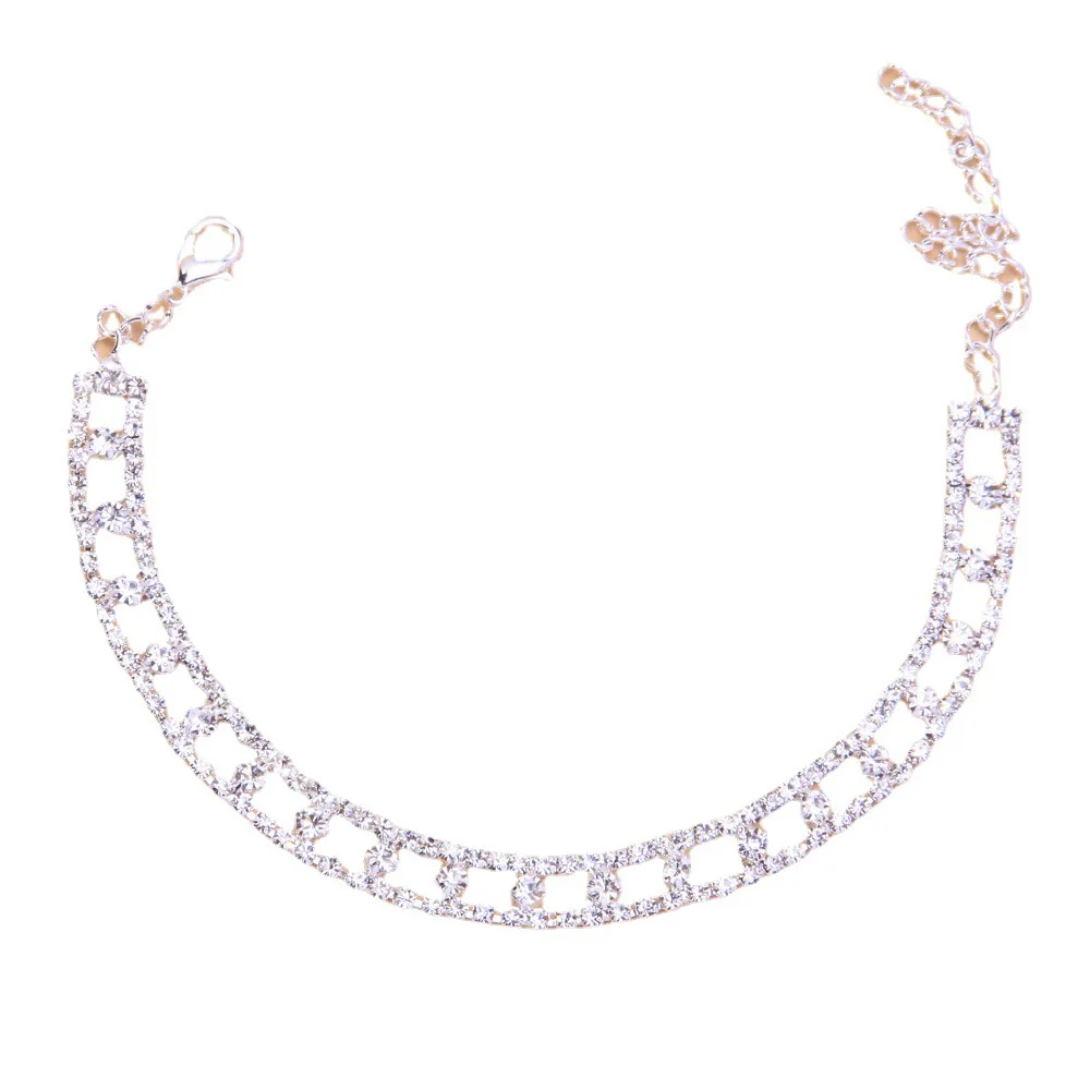 

2021 best selling simple mesh diamond foot chain, versatile in Europe and America, sexy beach ankle chain, female