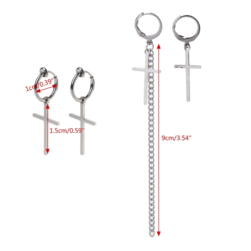 

Kpop Korean Titanium Cross Tassel Long Drop Earrings Jewelry Unisex E56A