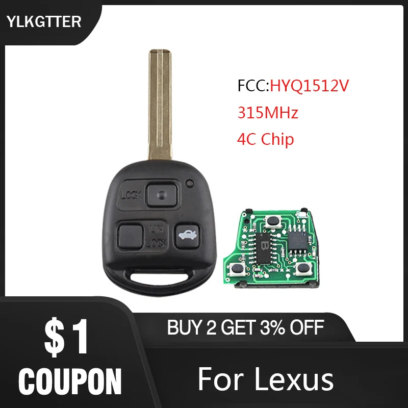 YLKGTTER 315 МГц телефон для Lexus IS300 GS300 GS430 1998 2005 чипа транспондера 4C безключевой ключ
