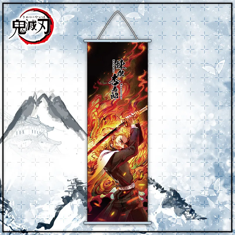 

Anime Demon Slayer Hanging Scroll Painting Cartoon Animation Wall Poster Nezuko Tanjirou Zenitsu Inosuke Home Decor Room Poster