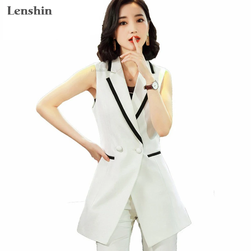 Женский офисный костюм Lenshin мягкие и комфортные брюки без рукавов жилет деловая