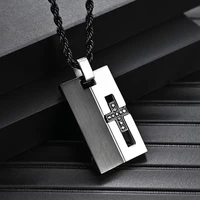 european and american mens stainless steel diamond pendant popular student decoration trendy necklace