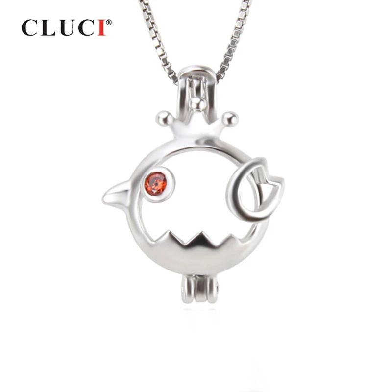 

CLUCI 925 Sterling Silver Charms Pendant Jewelry for Women Silver 925 Chicken Shaped Women Zircon Pendant Pearl Locket SC295SB