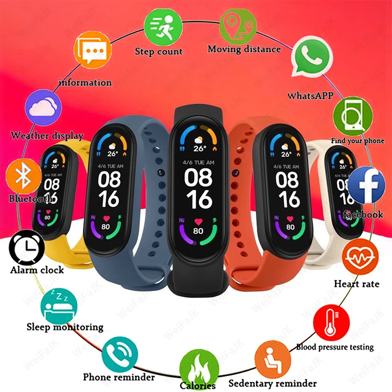 

M6 Smart Bracelet Fitness Tracker Wristband Watch 2021 Heart Rate Blood Pressure Monitor Smart Band For XIaomi iOS Android Phone