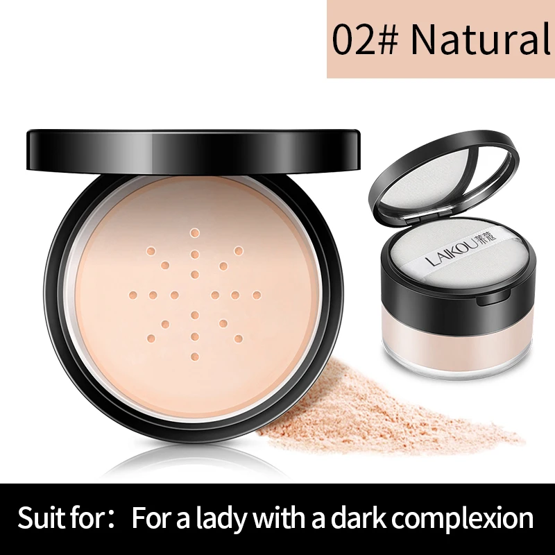 02Natural LAIKOU, матовая Рассыпчатая установка, пудра, контроль над маслом, макияж, водостойкая, стойкая, отделка кожи, прозрачная минеральная основа для макияжа - Цвет: 02Natural