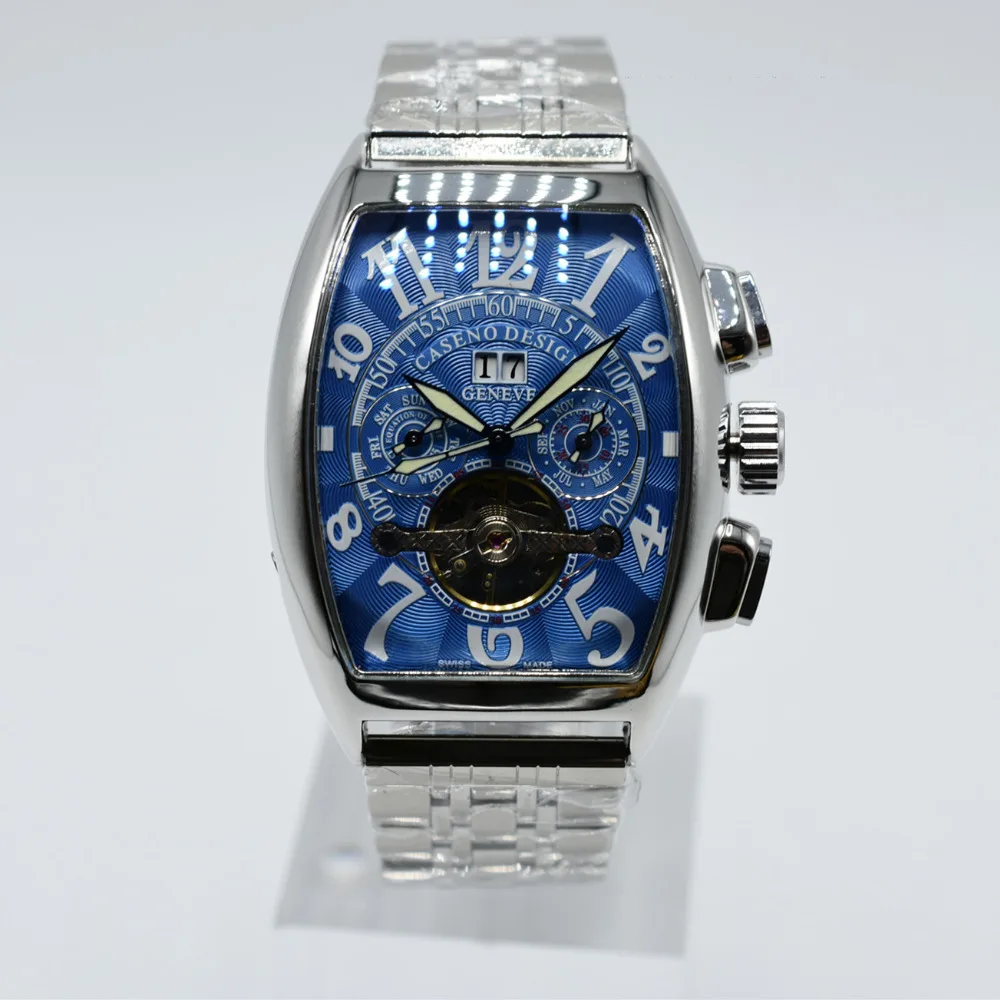 CASENO брендовые модные часы из нержавеющей стали tourbillon Механические Мужские золотые часы дропшиппинг день Дата Скелет Мужские часы с автоматическим подзаводом