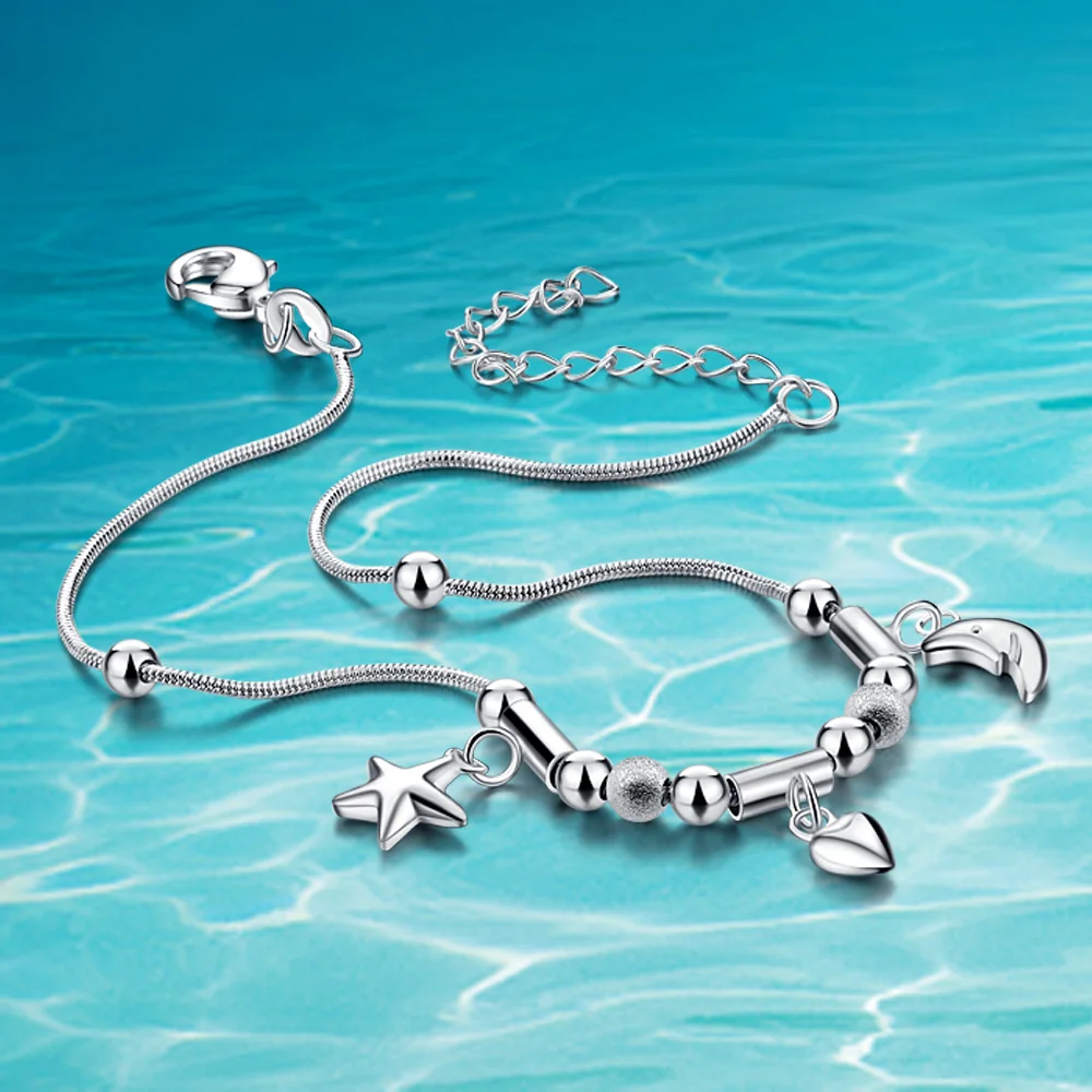 Горячая Распродажа! Женский ножной браслет из стерлингового серебра 925 пробы