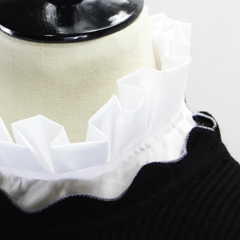 

Women Vintage Elegant Ruffled Fake Stand Collar Decorative Half Shirt Dickey