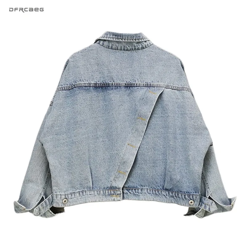 Винтажная женская джинсовая куртка бойфренда оверсайз с большими карманами 2020