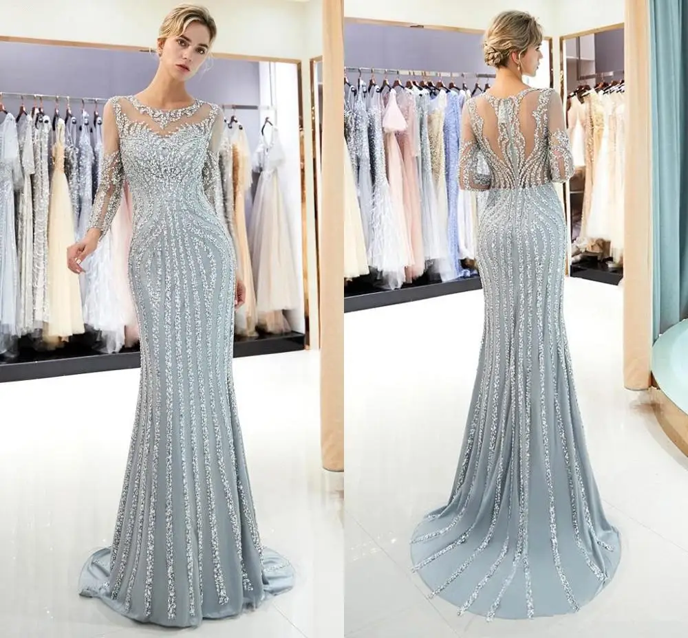 Robe soiree longue элегантное платье русалка украшенное бусинами вечернее с длинными