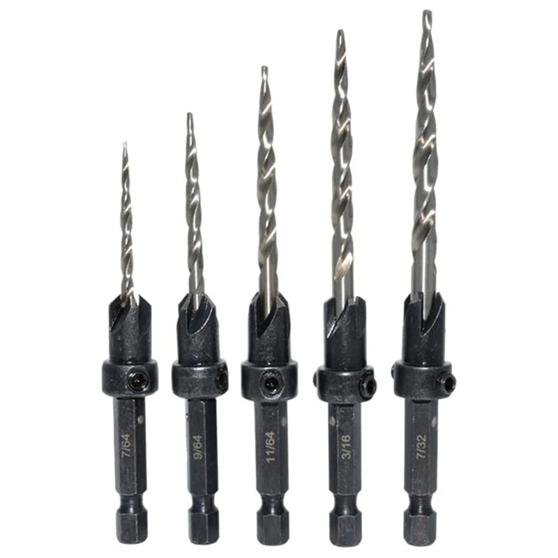 

11Pcs Wood Countersink Drill Bit Set with 1/4 Hexagon Handle Counter Sink Bit for Wood Woodworking Carpentry Reamer
