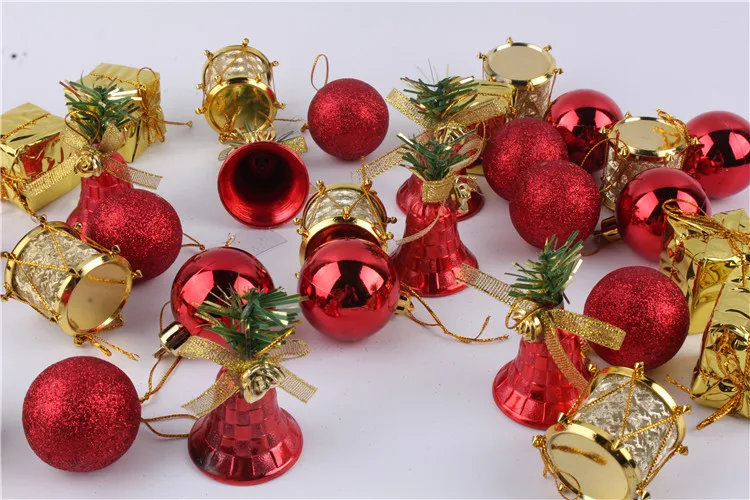 Украшения для новогодней елки 32 упаковки золотистого и красного цветов подвеска